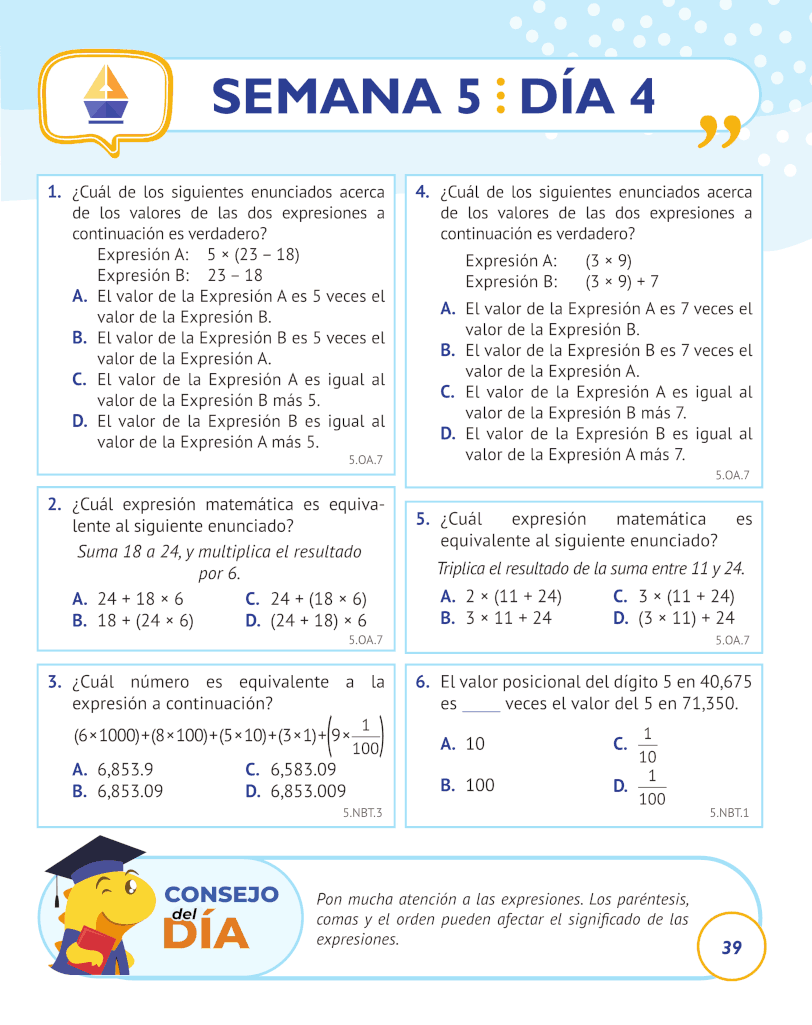 5th Grade Common Core Math: Spanish Edition 5th Grade Common Core Math: Spanish Edition