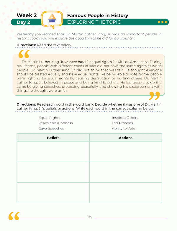 Kindergarten Social Studies: Daily Practice Workbook
