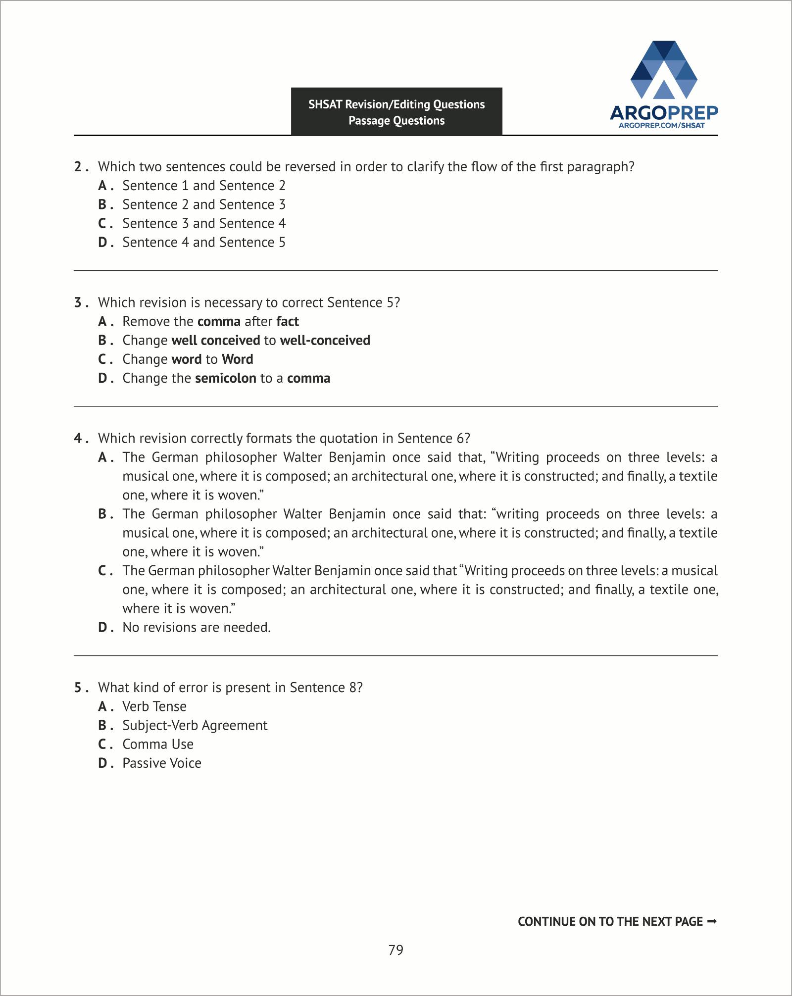 Shsat Prep: 158 Revising/Editing (Book 2)