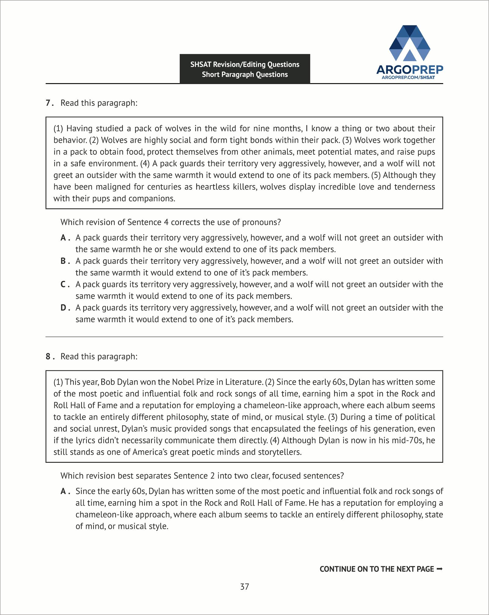 Shsat Prep: 158 Revising/Editing (Book 2)