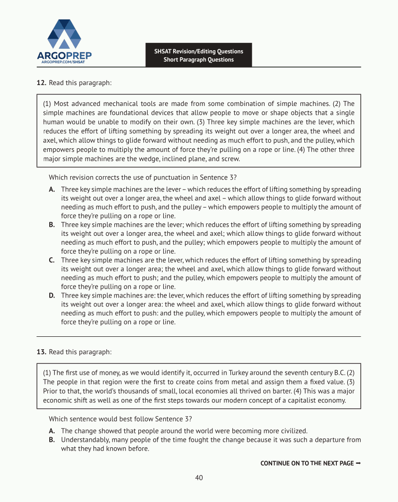 Shsat Prep: 158 Revising/Editing (Book 2)