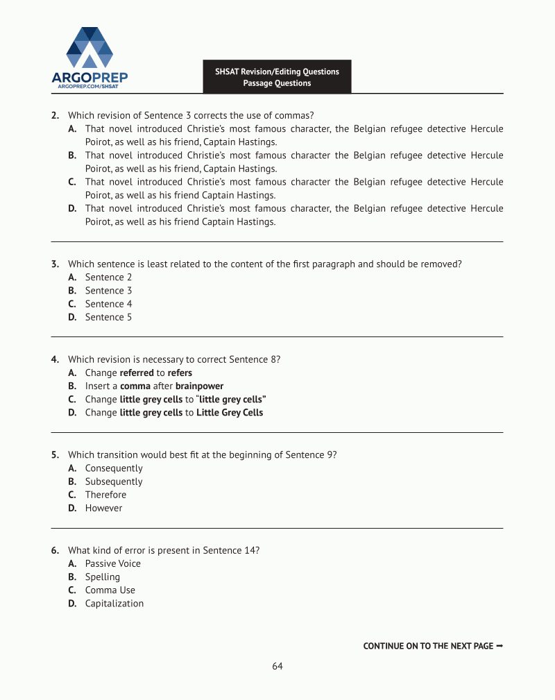 Shsat Prep: 158 Revising/Editing (Book 2)