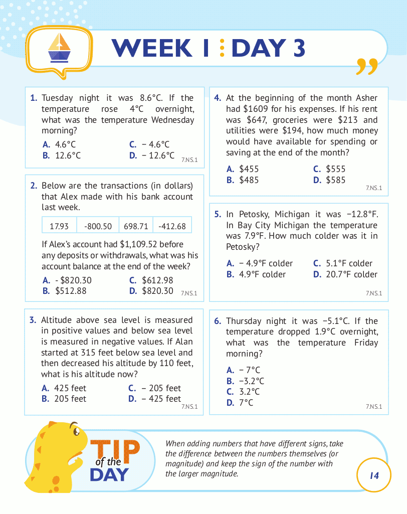 7th Grade Common Core Math: Daily Practice Workbook Part I: Multiple Choice 7th Grade Common Core Math: Daily Practice Workbook Part I: Multiple Choice
