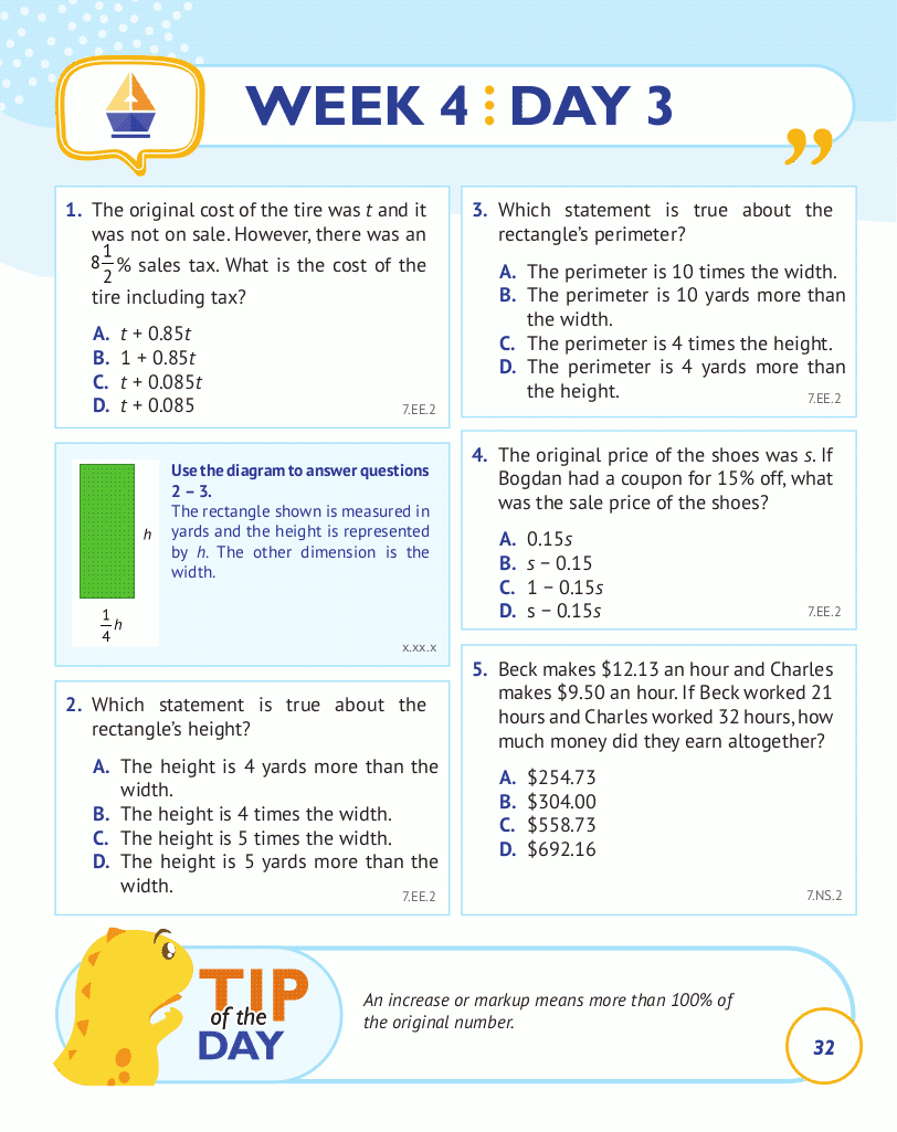 7th Grade Common Core Math: Daily Practice Workbook Part I: Multiple Choice 7th Grade Common Core Math: Daily Practice Workbook Part I: Multiple Choice