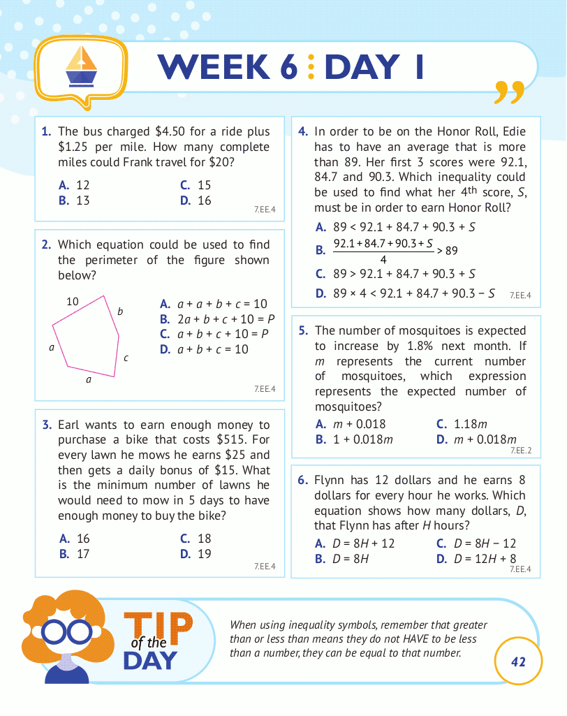 7th Grade Common Core Math: Daily Practice Workbook Part I: Multiple Choice 7th Grade Common Core Math: Daily Practice Workbook Part I: Multiple Choice
