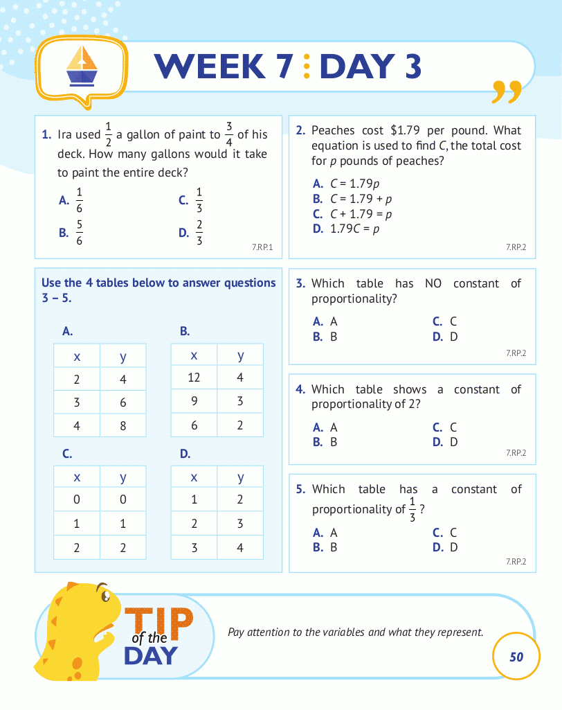 7th Grade Common Core Math: Daily Practice Workbook Part I: Multiple Choice 7th Grade Common Core Math: Daily Practice Workbook Part I: Multiple Choice