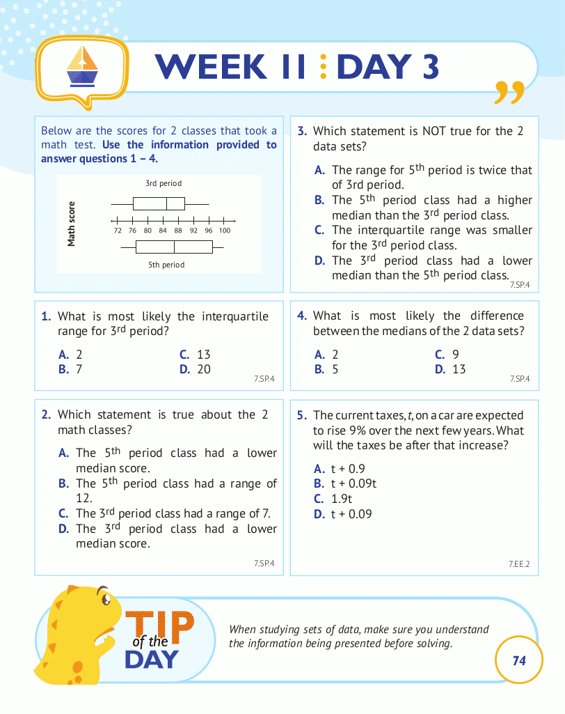 7th Grade Common Core Math: Daily Practice Workbook Part I: Multiple Choice 7th Grade Common Core Math: Daily Practice Workbook Part I: Multiple Choice