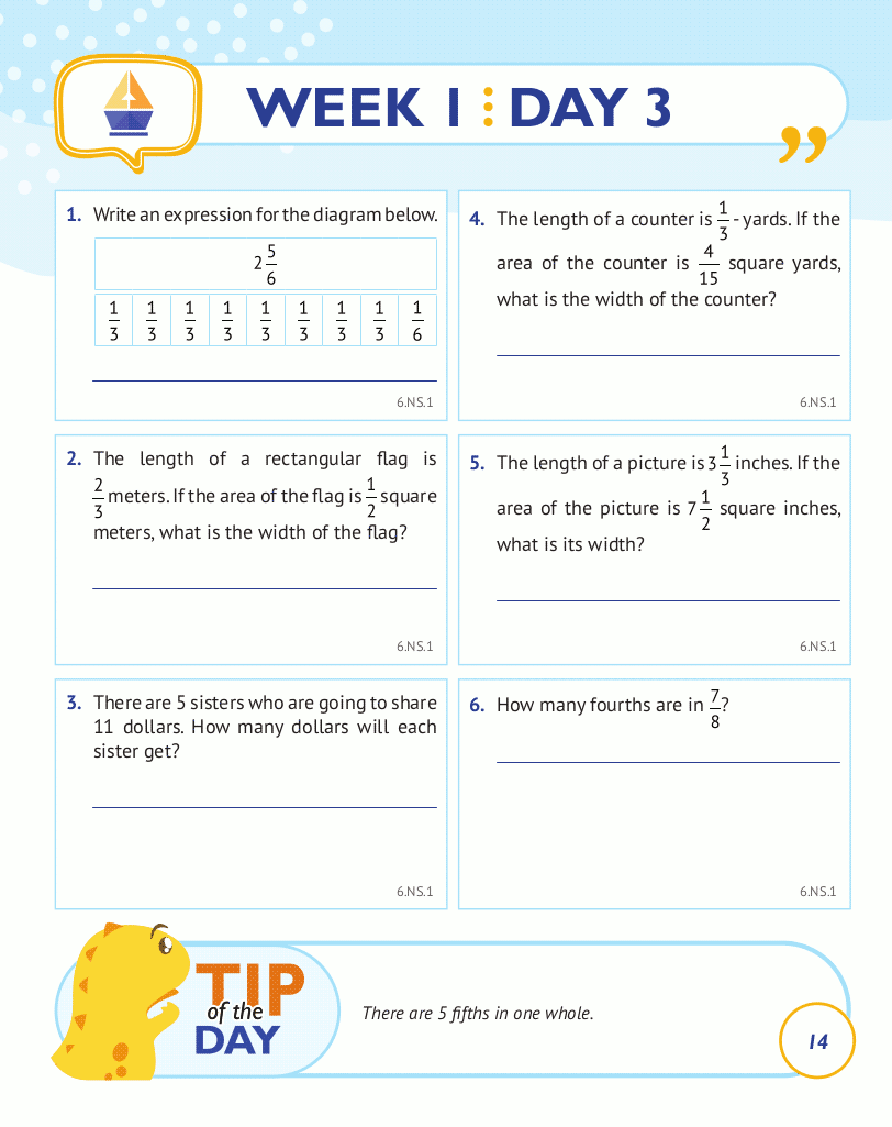 6th Grade Common Core Math: Daily Practice Workbook Part II: Free Response