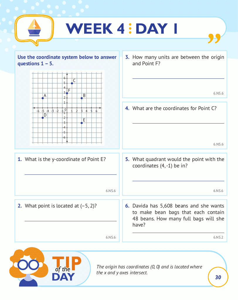 6th Grade Common Core Math: Daily Practice Workbook Part II: Free Response