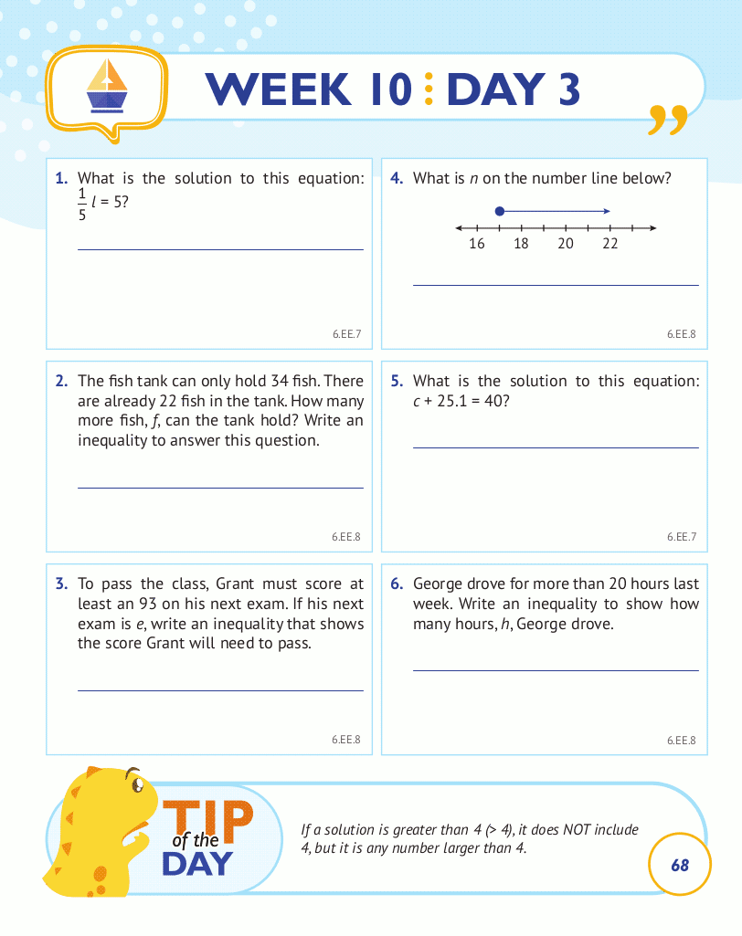 6th Grade Common Core Math: Daily Practice Workbook Part II: Free Response
