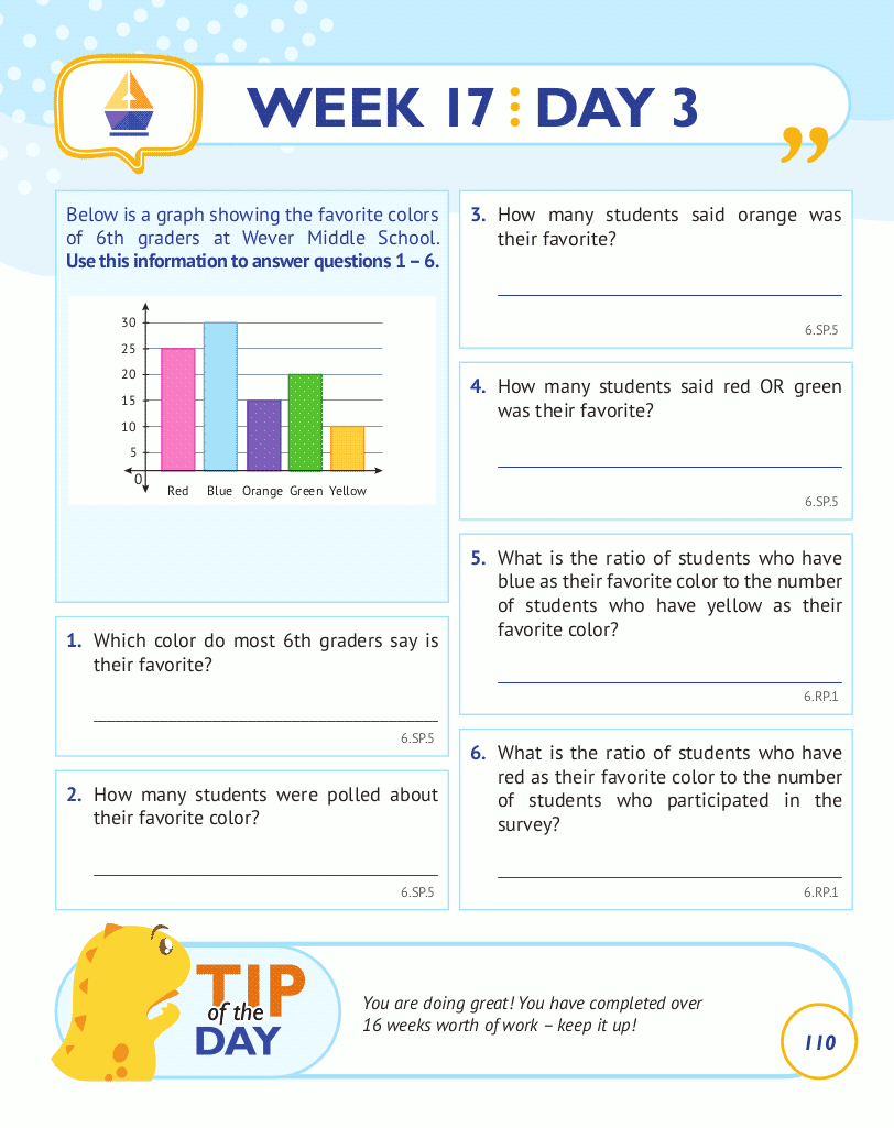 6th Grade Common Core Math: Daily Practice Workbook Part II: Free Response