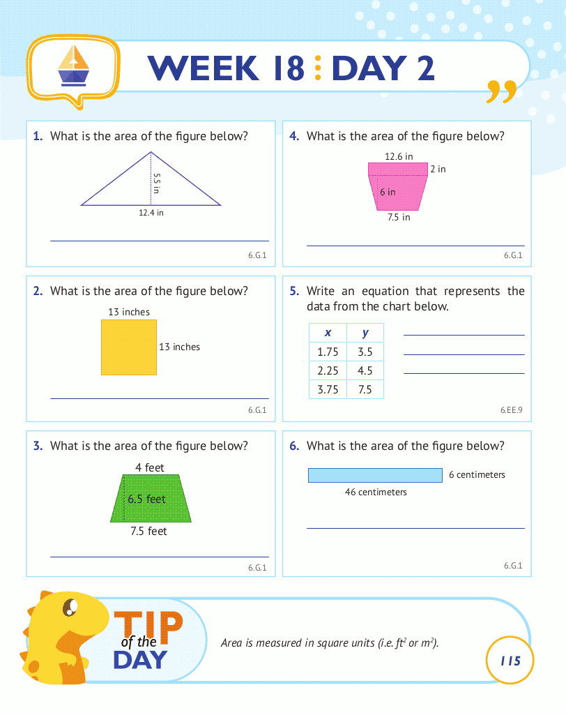 6th Grade Common Core Math: Daily Practice Workbook Part II: Free Response