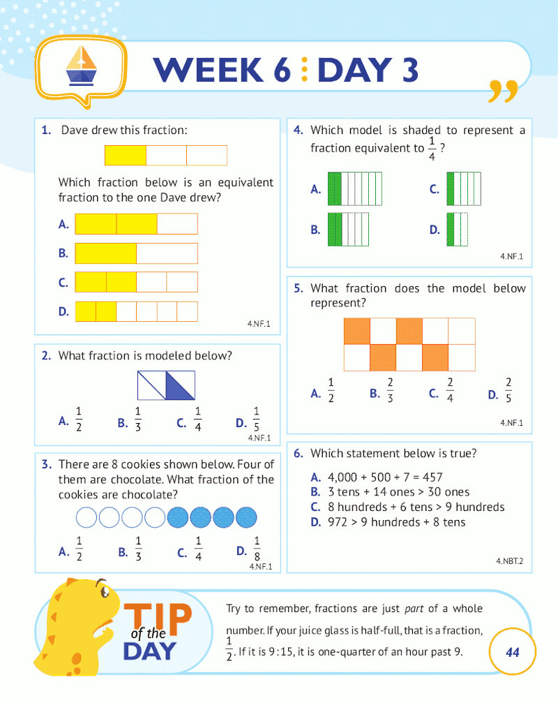 4th Grade Common Core Math: Daily Practice Workbook Part I: Multiple Choice
