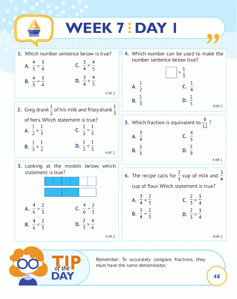 4th Grade Common Core Math: Daily Practice Workbook Part I: Multiple Choice