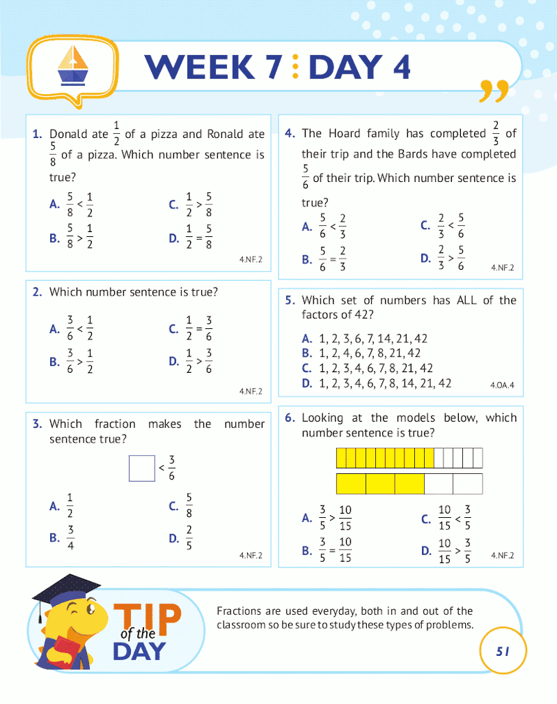 4th Grade Common Core Math: Daily Practice Workbook Part I: Multiple Choice