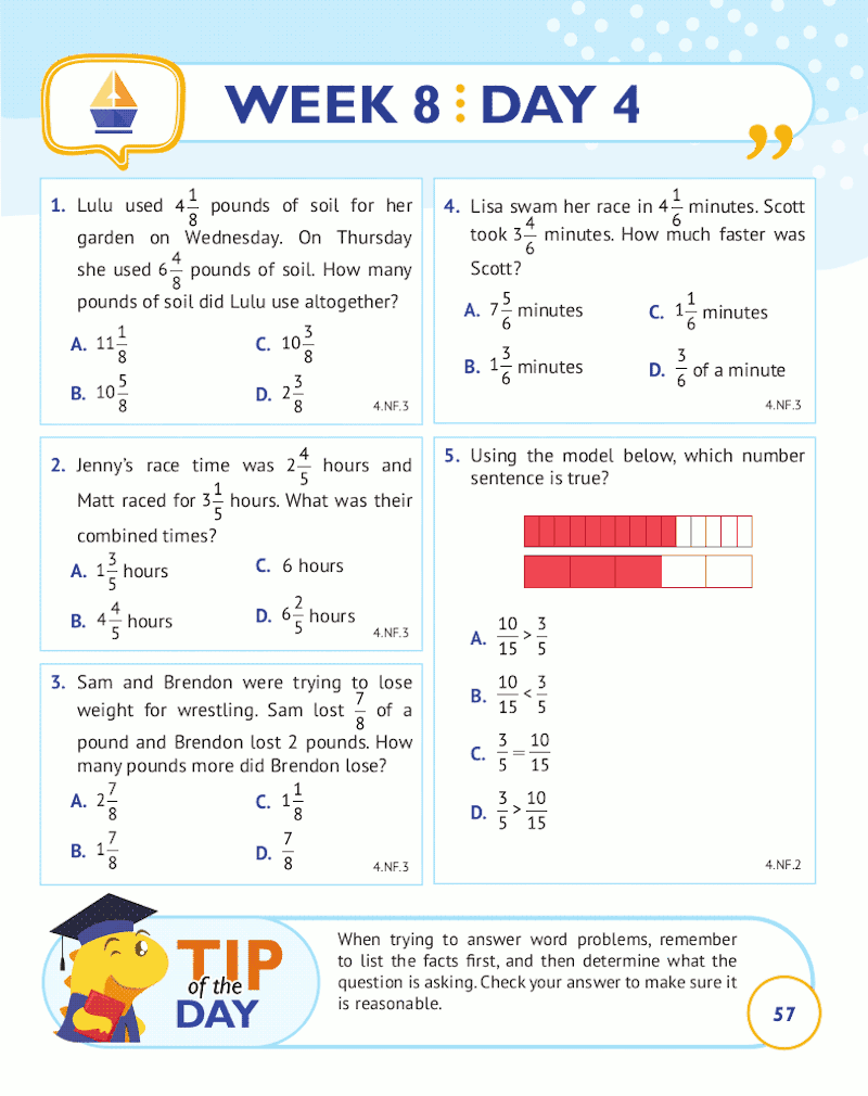 4th Grade Common Core Math: Daily Practice Workbook Part I: Multiple Choice