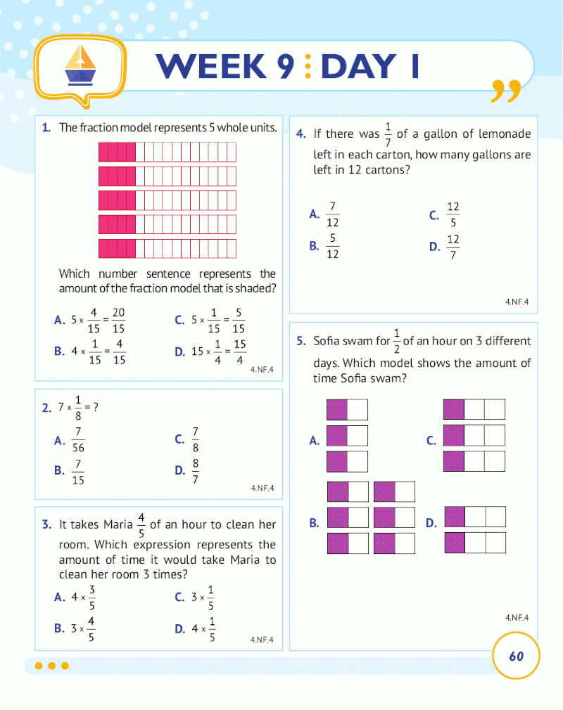 4th Grade Common Core Math: Daily Practice Workbook Part I: Multiple Choice