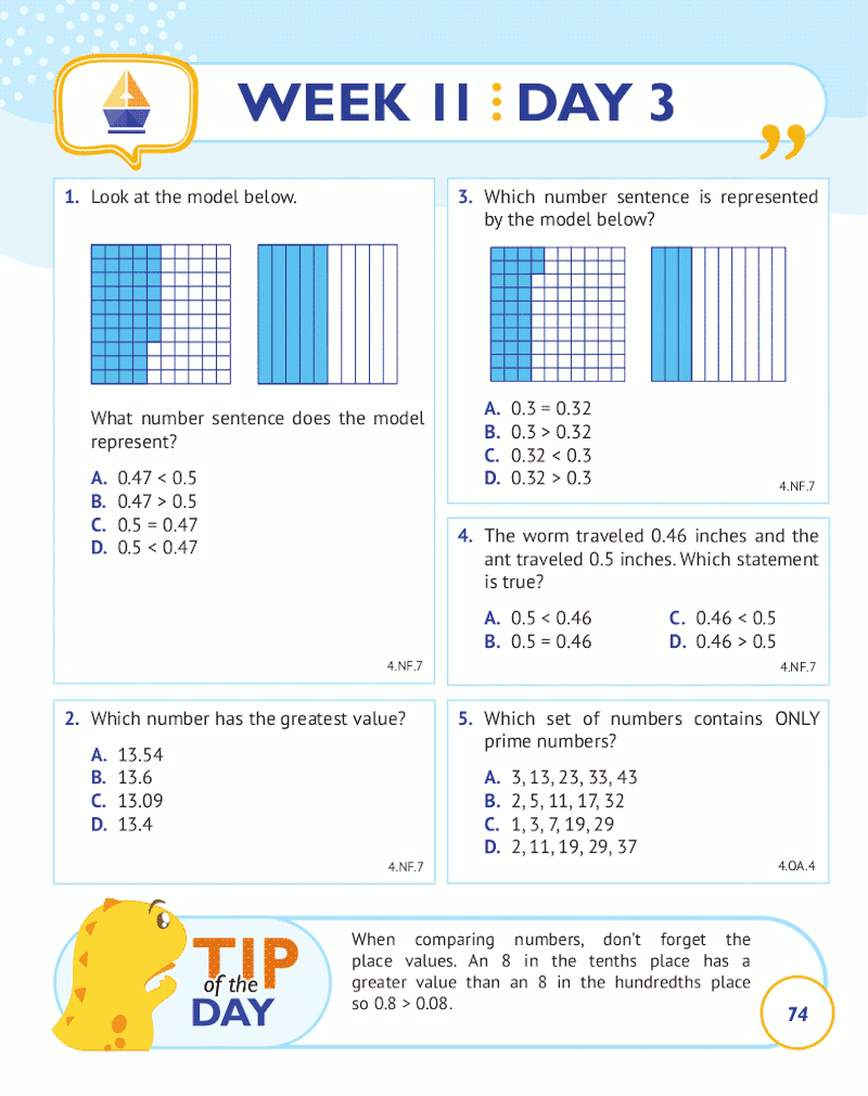 4th Grade Common Core Math: Daily Practice Workbook Part I: Multiple Choice