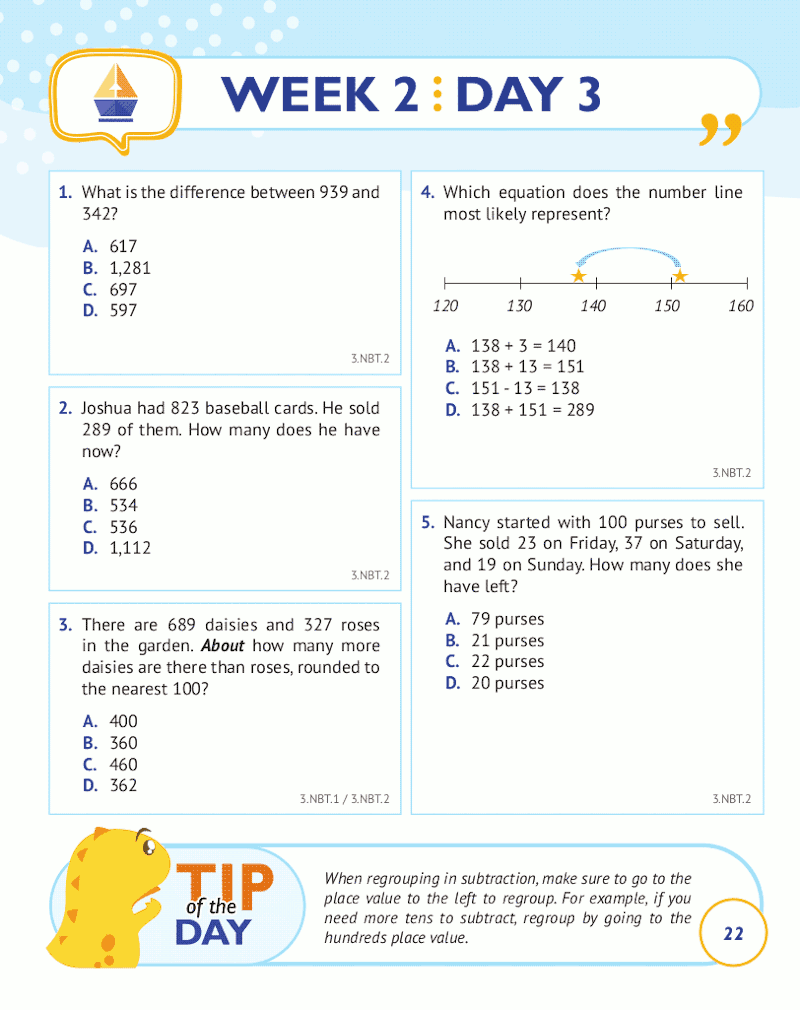 3rd Grade Common Core Math: Daily Practice Workbook Part I: Multiple Choice