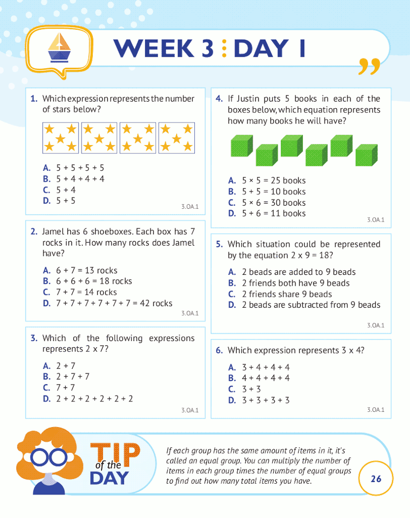3rd Grade Common Core Math: Daily Practice Workbook Part I: Multiple Choice