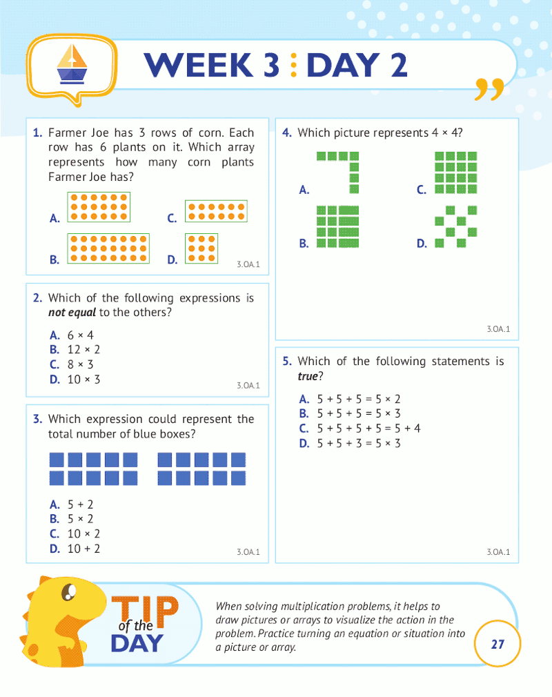 3rd Grade Common Core Math: Daily Practice Workbook Part I: Multiple Choice