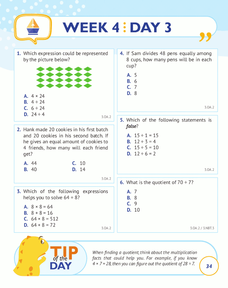 3rd Grade Common Core Math: Daily Practice Workbook Part I: Multiple Choice