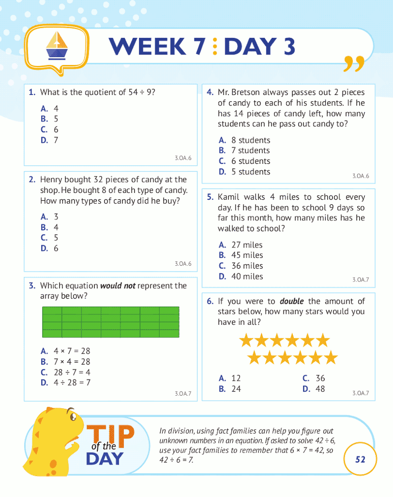 3rd Grade Common Core Math: Daily Practice Workbook Part I: Multiple Choice
