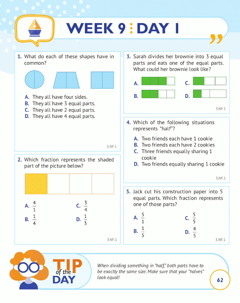 3rd Grade Common Core Math: Daily Practice Workbook Part I: Multiple Choice