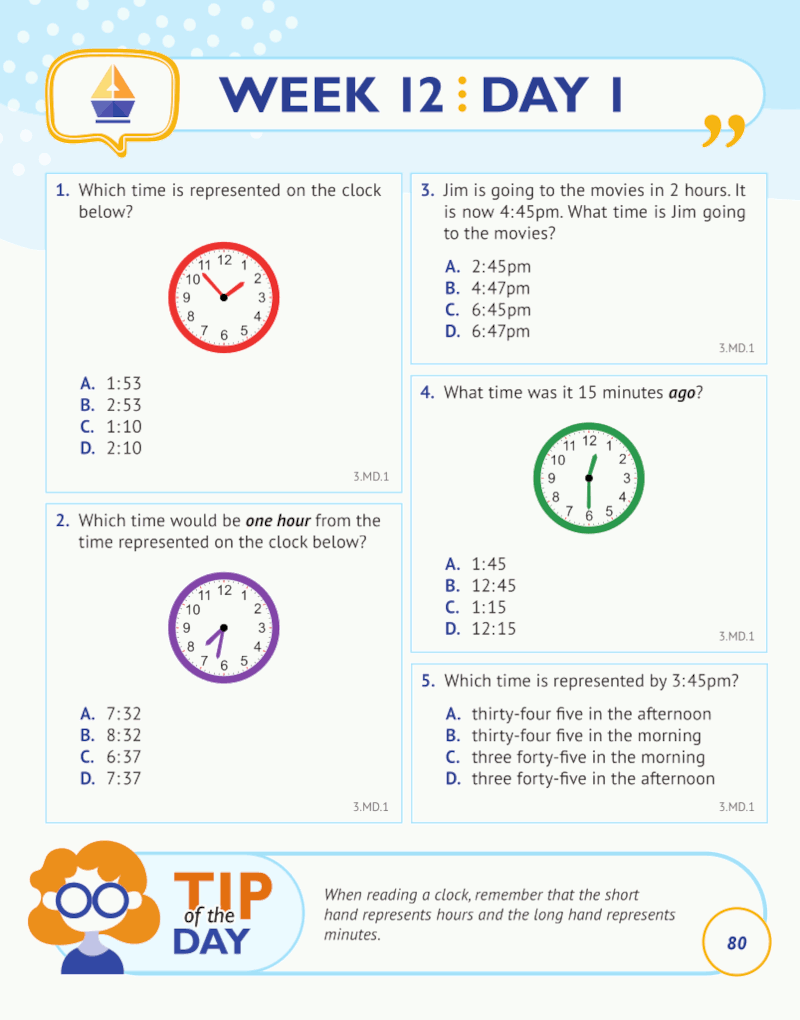 3rd Grade Common Core Math: Daily Practice Workbook Part I: Multiple Choice