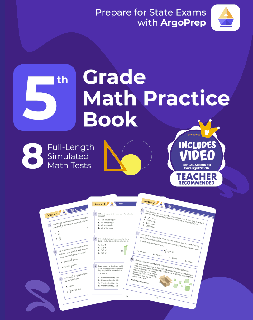 5th Grade Math Practice Book: 8 Full-Length Simulated Math Tests