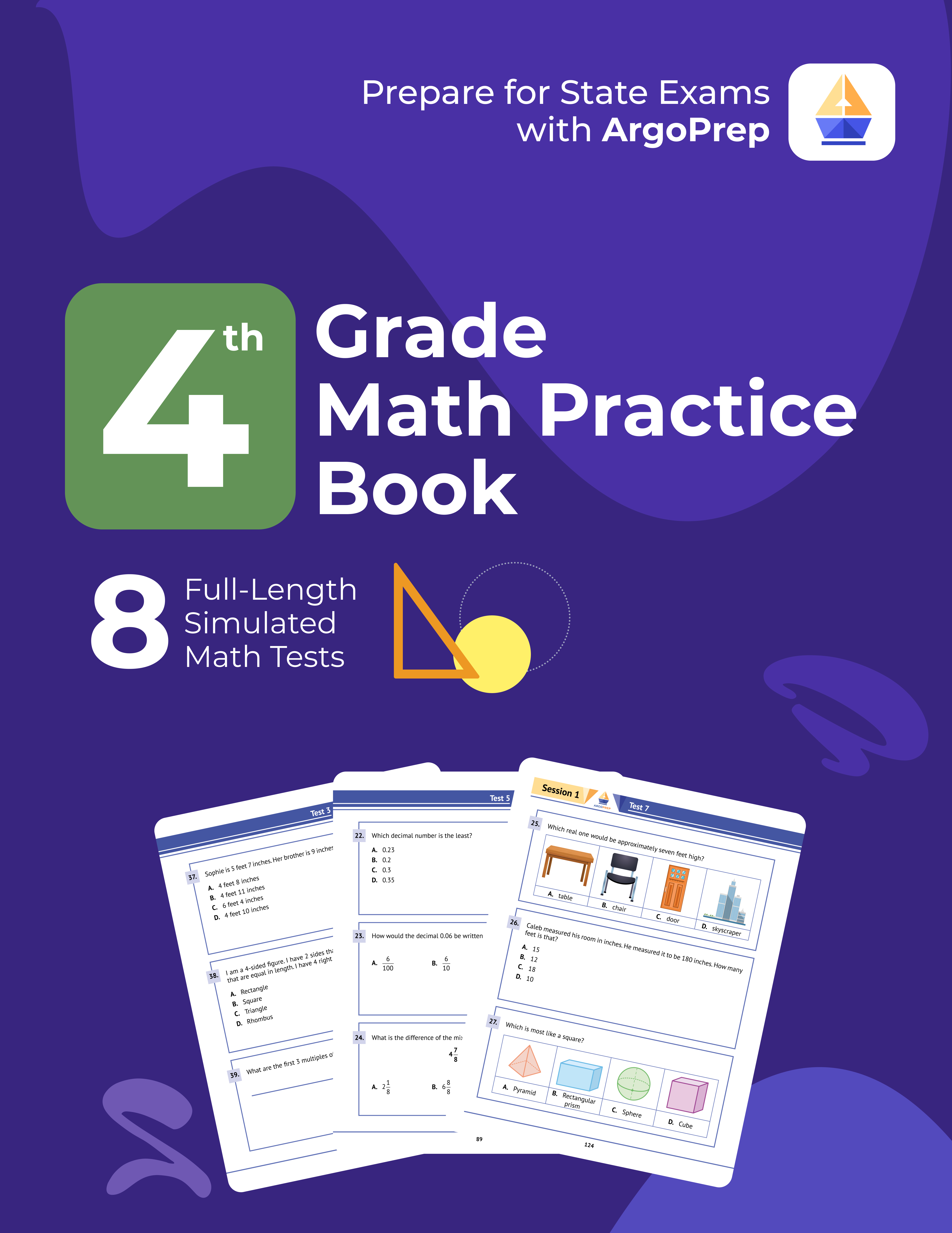 4th Grade Math Practice Book: 8 Full-Length Simulated Math Tests