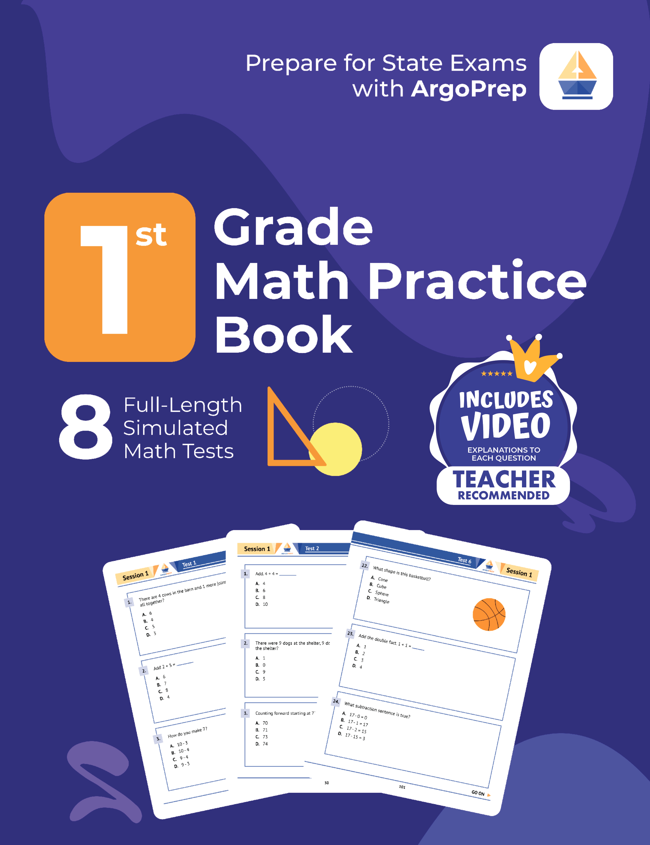 1st Grade Math Practice Book: 8 Full-Length Simulated Math Tests