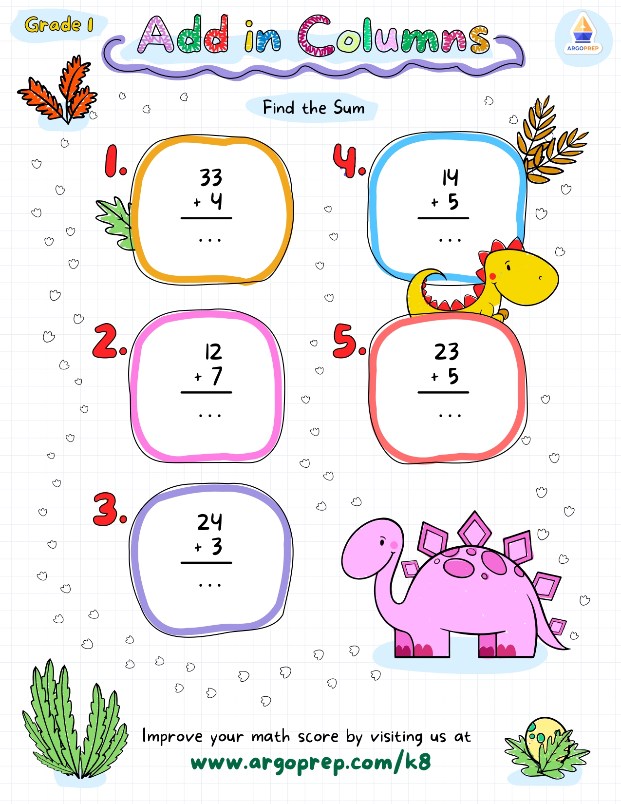 Dino Double-Digit Addition