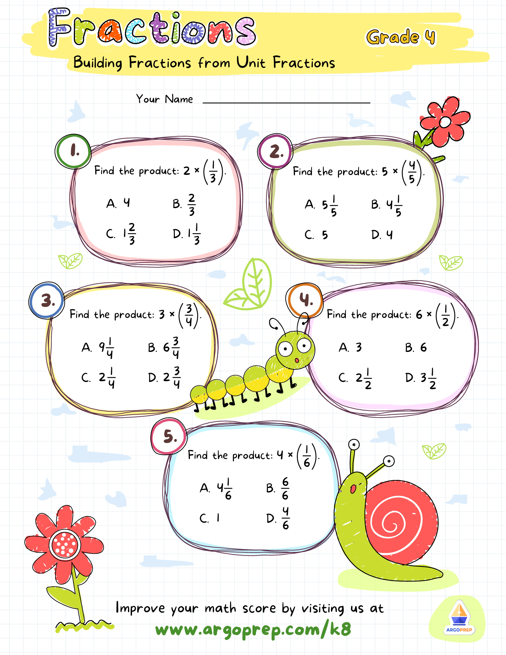 Multiply Whole Numbers and Fractions