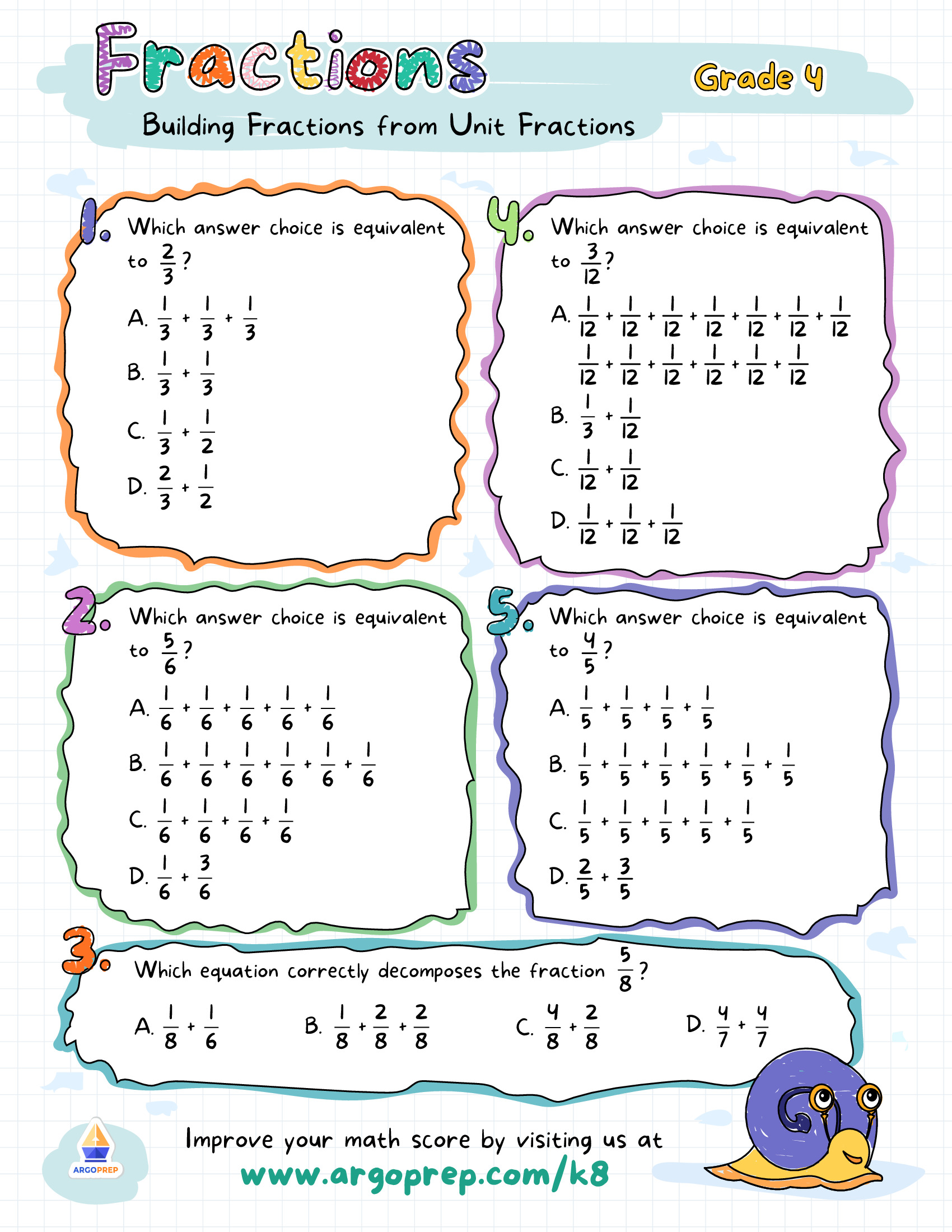 Snail Mail with Fraction Fun