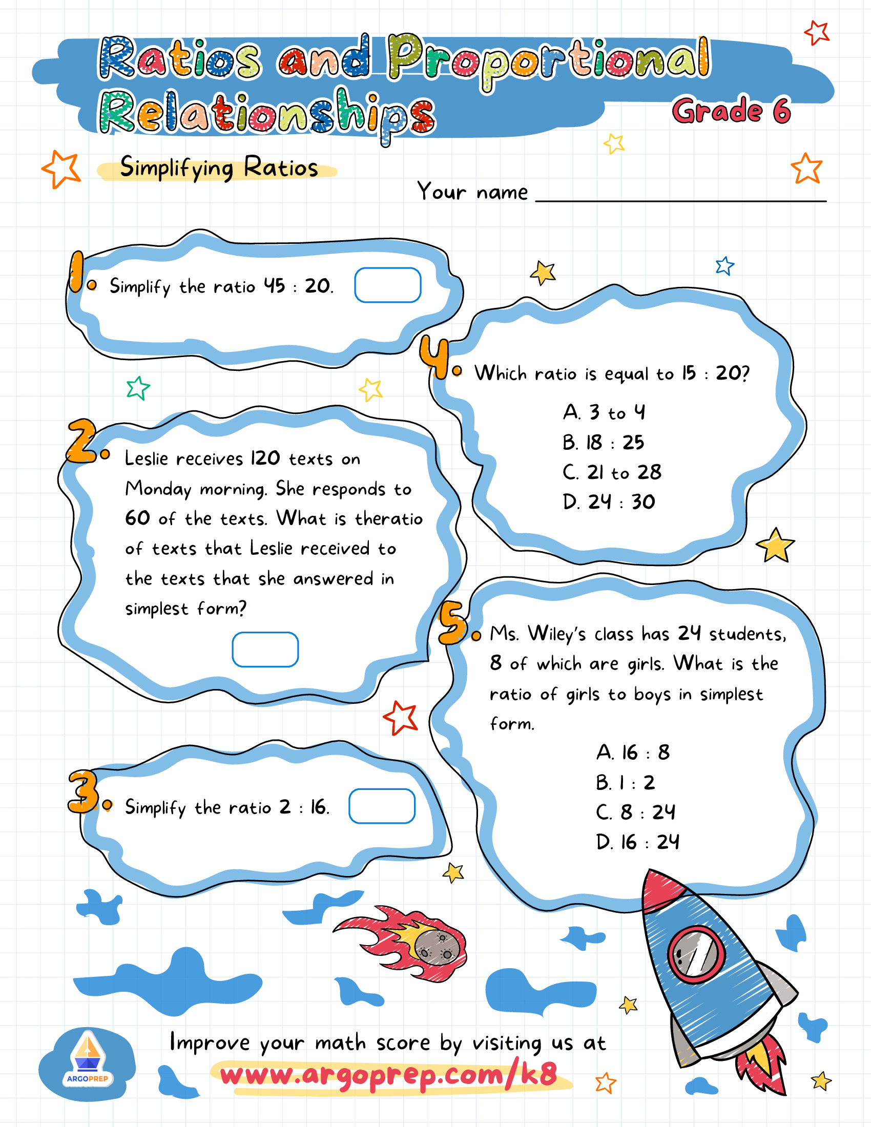 Blast Off to Simplifying Ratios!