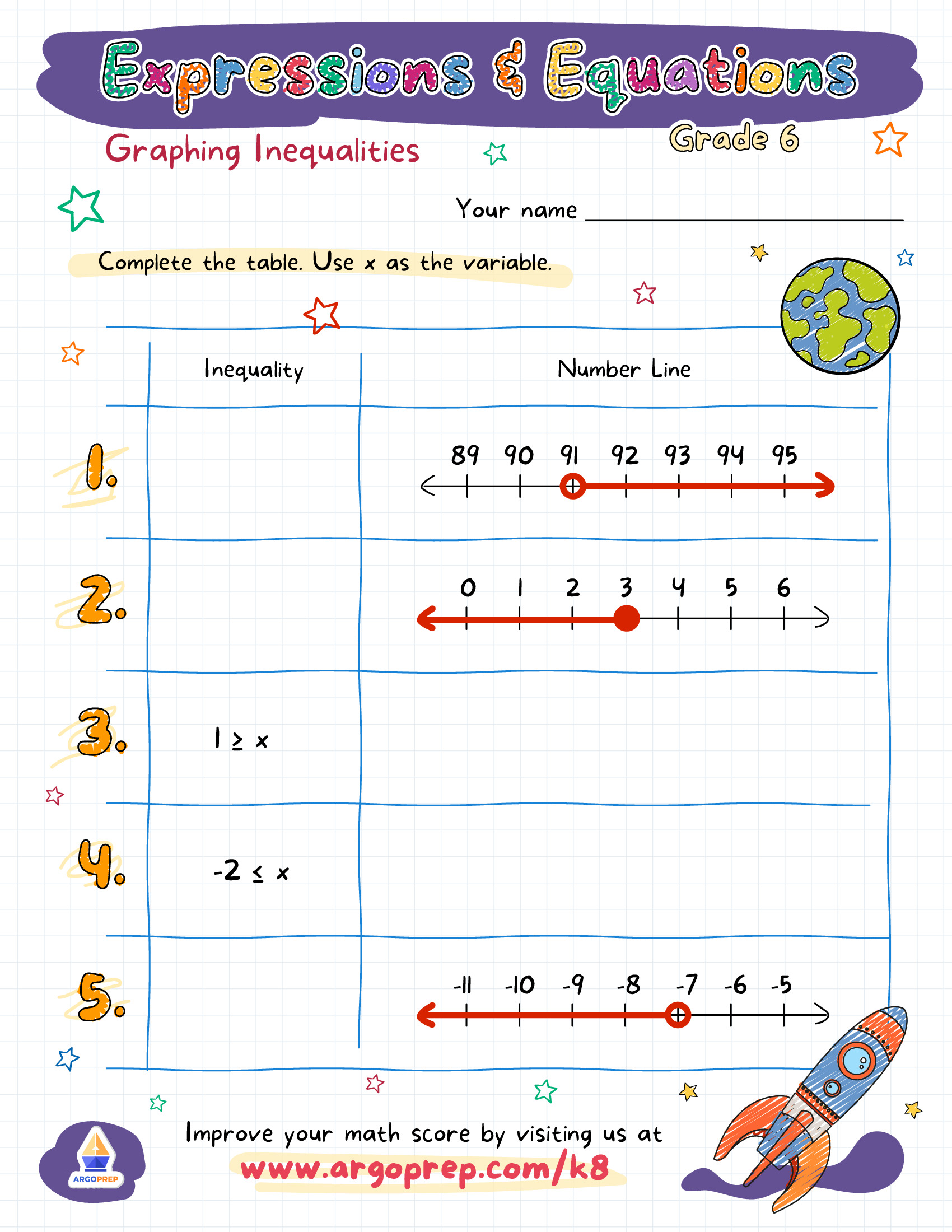 1,2,3 Blast Off With Inequalities!
