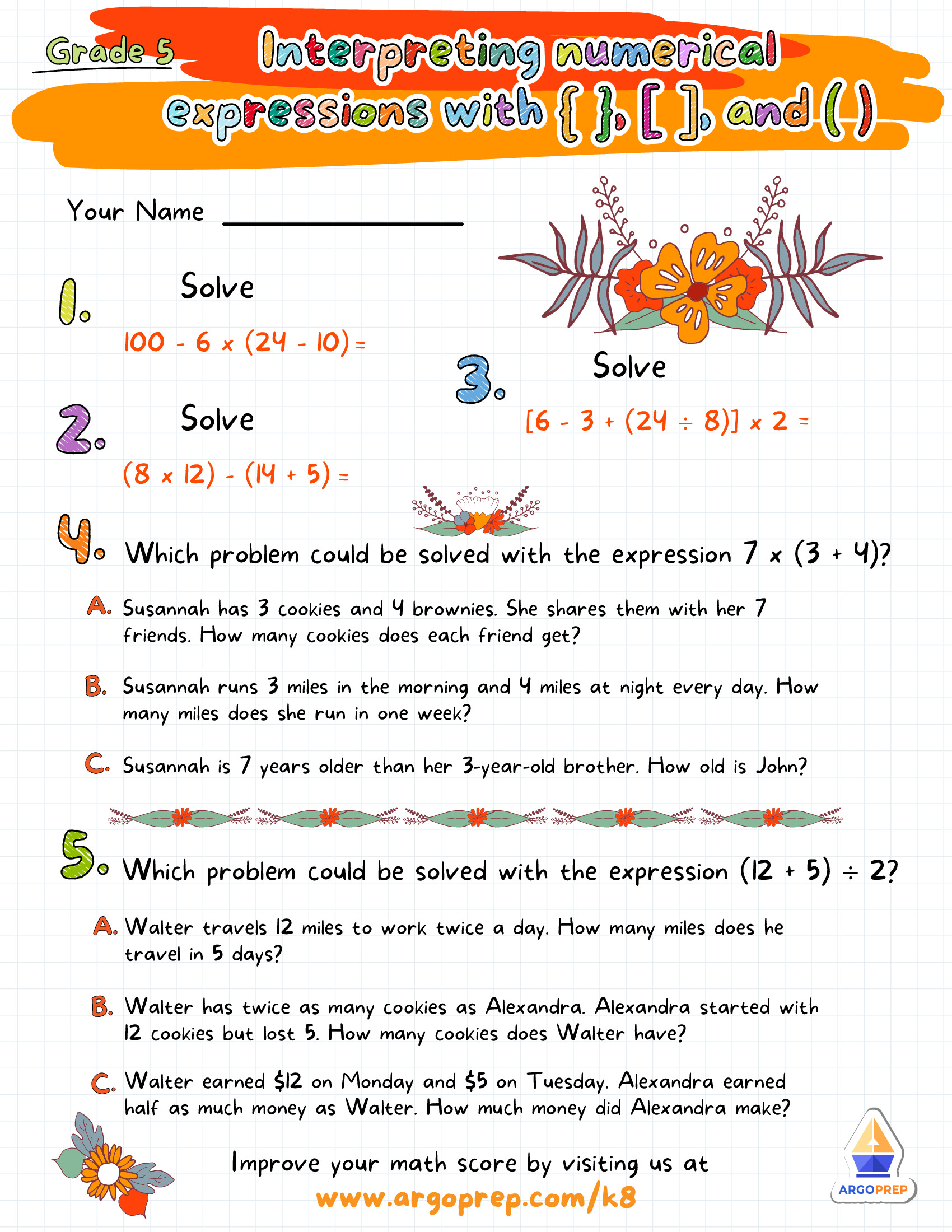 A Pocketful of Posies and Numerical Expressions