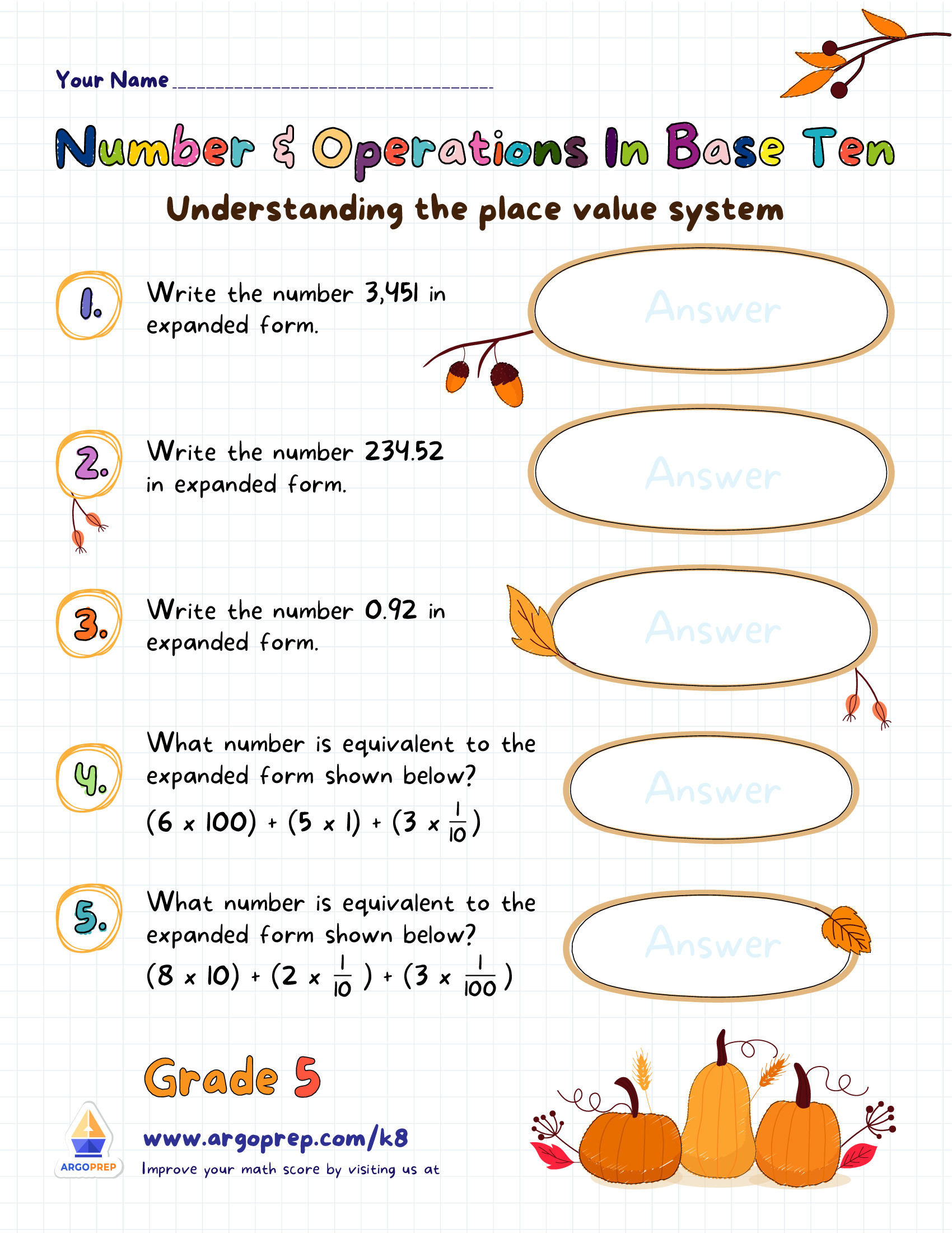 Thankful for Place Value