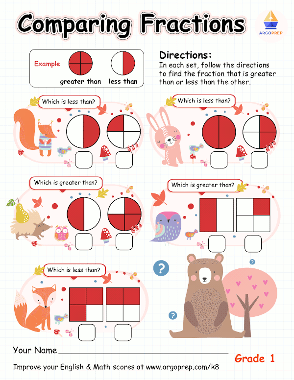 Woodland Creatures Compare Fractions
