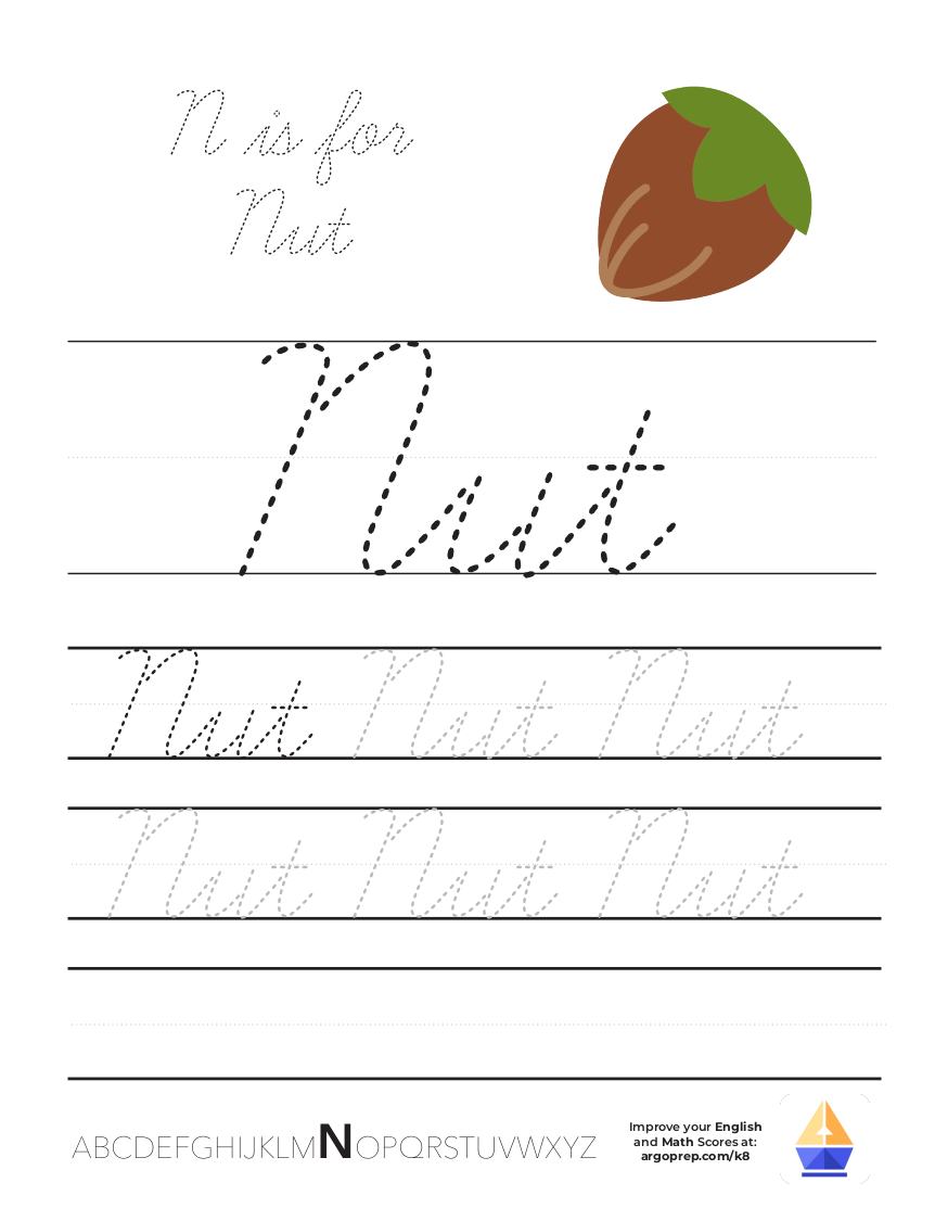 Cursive N is for Nut