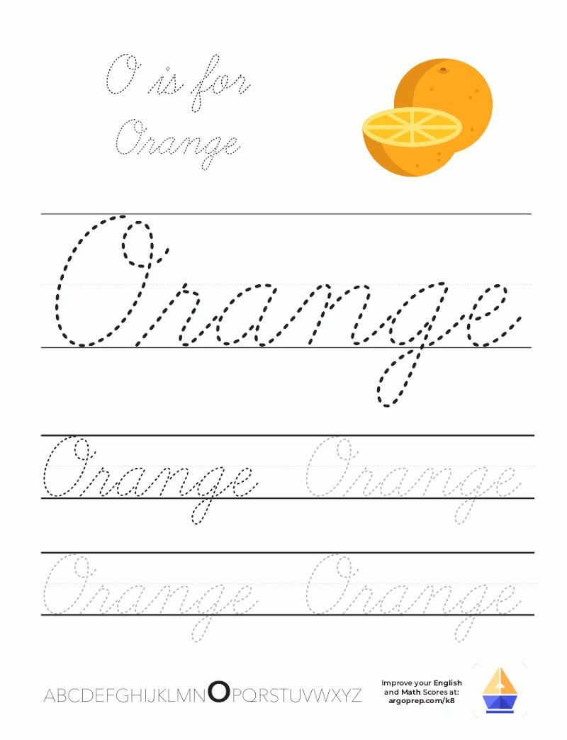 Cursive O is for Orange
