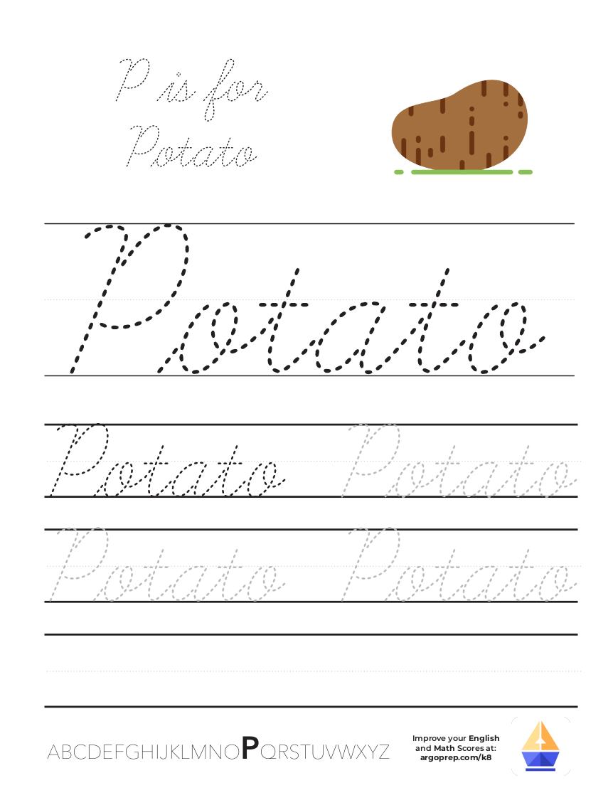 Cursive P is for Potato