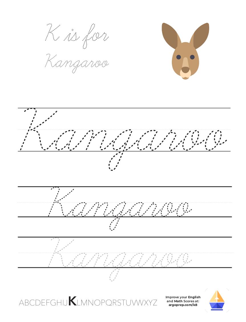 Cursive K is for Kangaroo