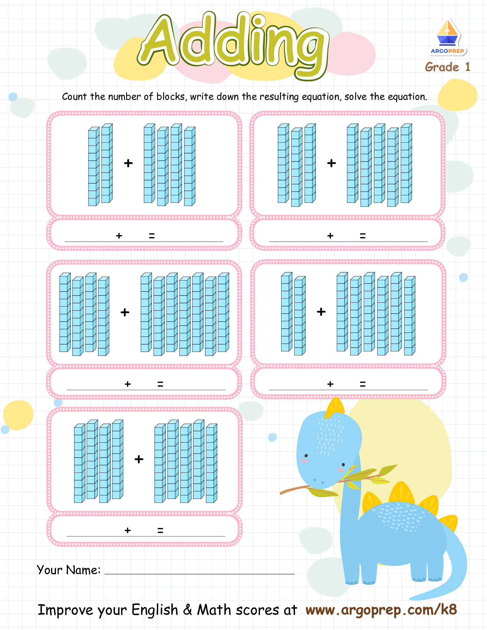 Combining Base Ten Groups with Baby Blue Dino