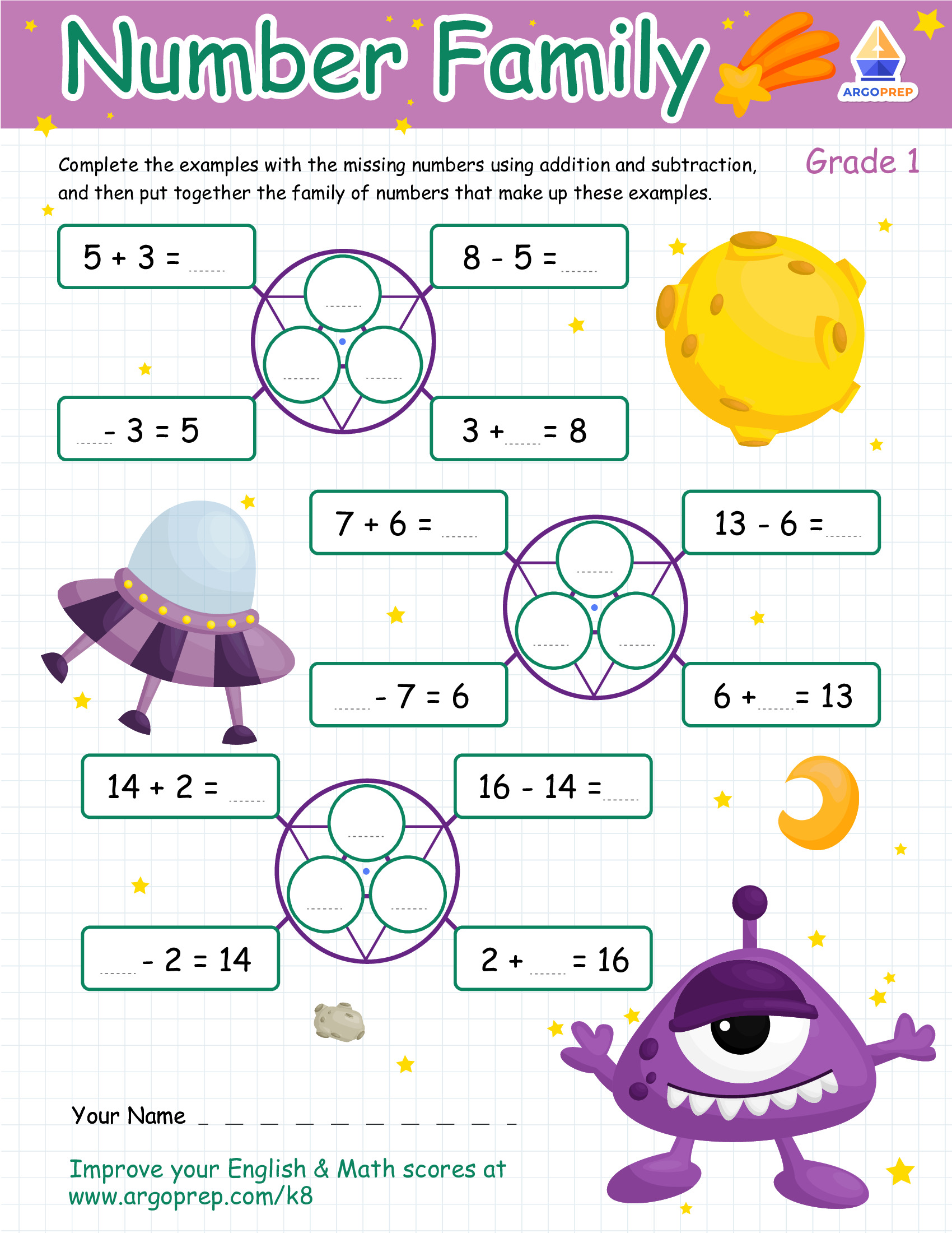 Number Bonds in Shades of Lemon and Lavender