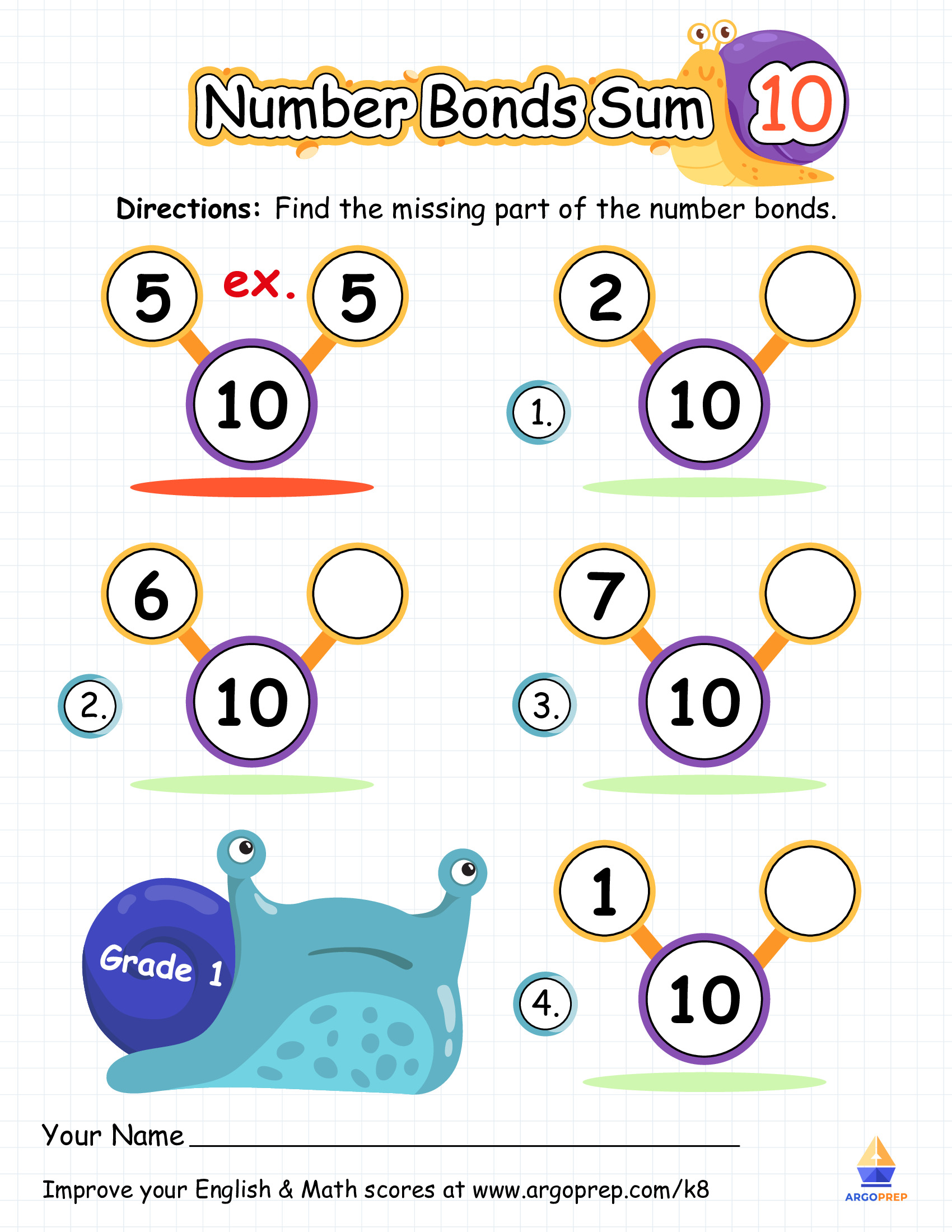 Shy Snail Tries Number Bonds