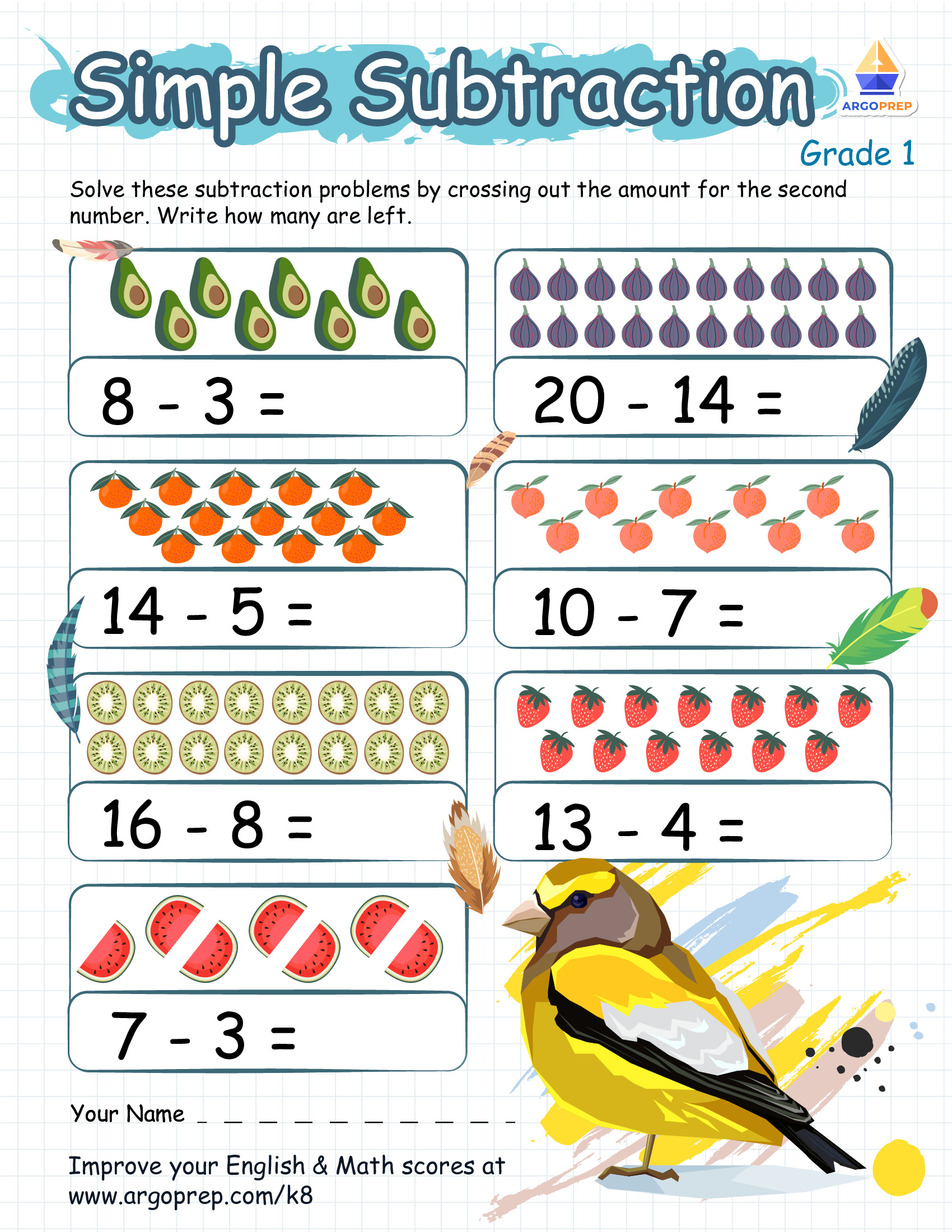 Sunny Bird Subtraction Stories