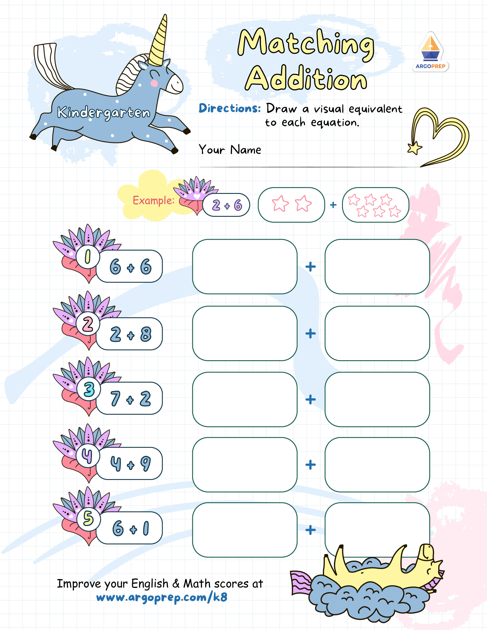 Starry Night Unicorn Addition Match