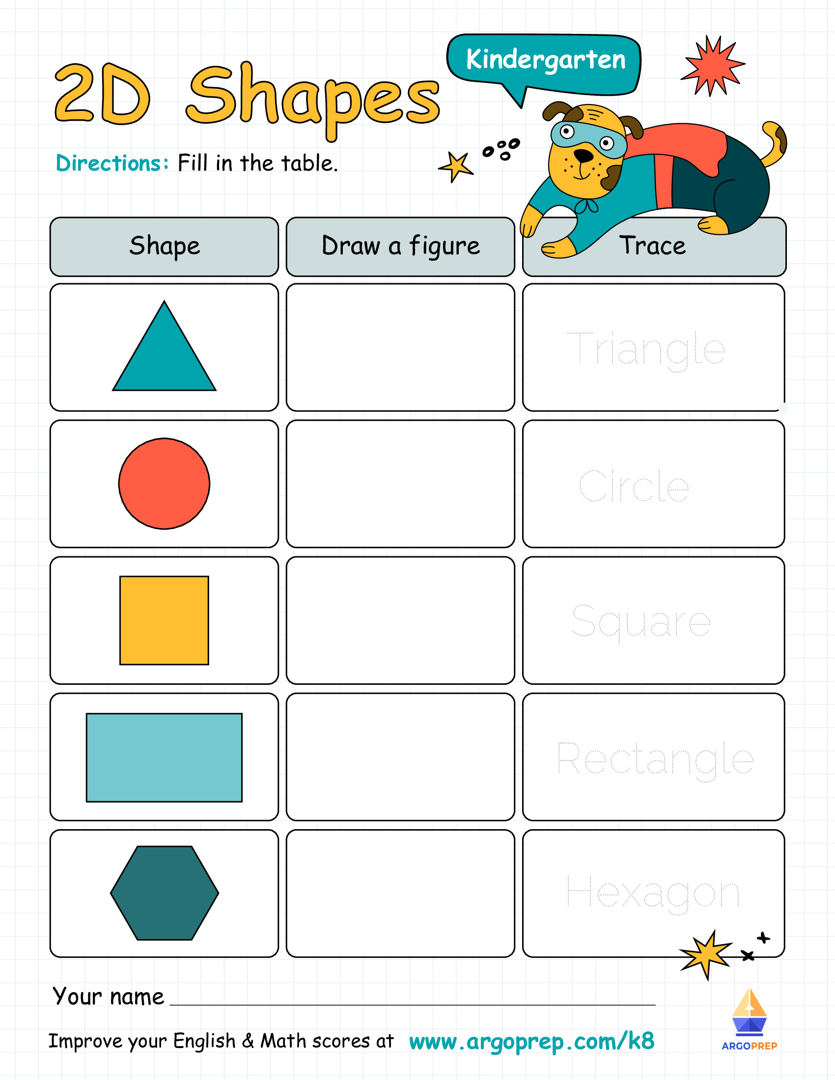2D Shapes with Dixie Dog